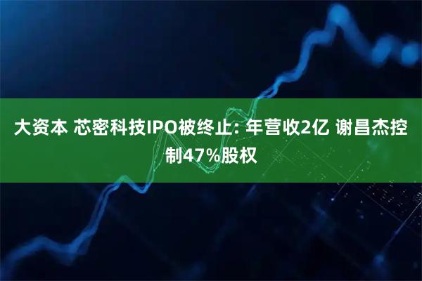 大资本 芯密科技IPO被终止: 年营收2亿 谢昌杰控制47%股权