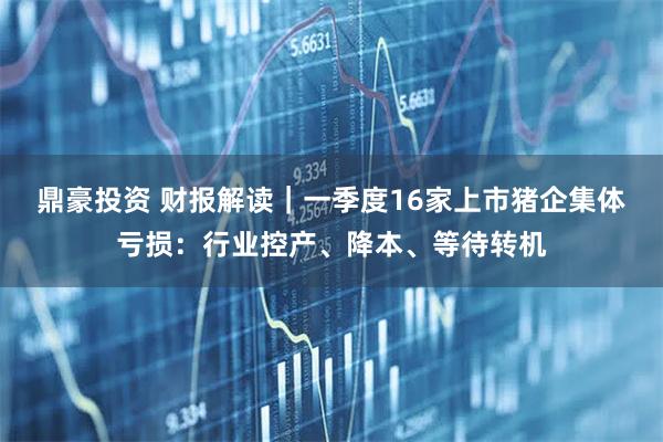 鼎豪投资 财报解读｜一季度16家上市猪企集体亏损：行业控产、降本、等待转机